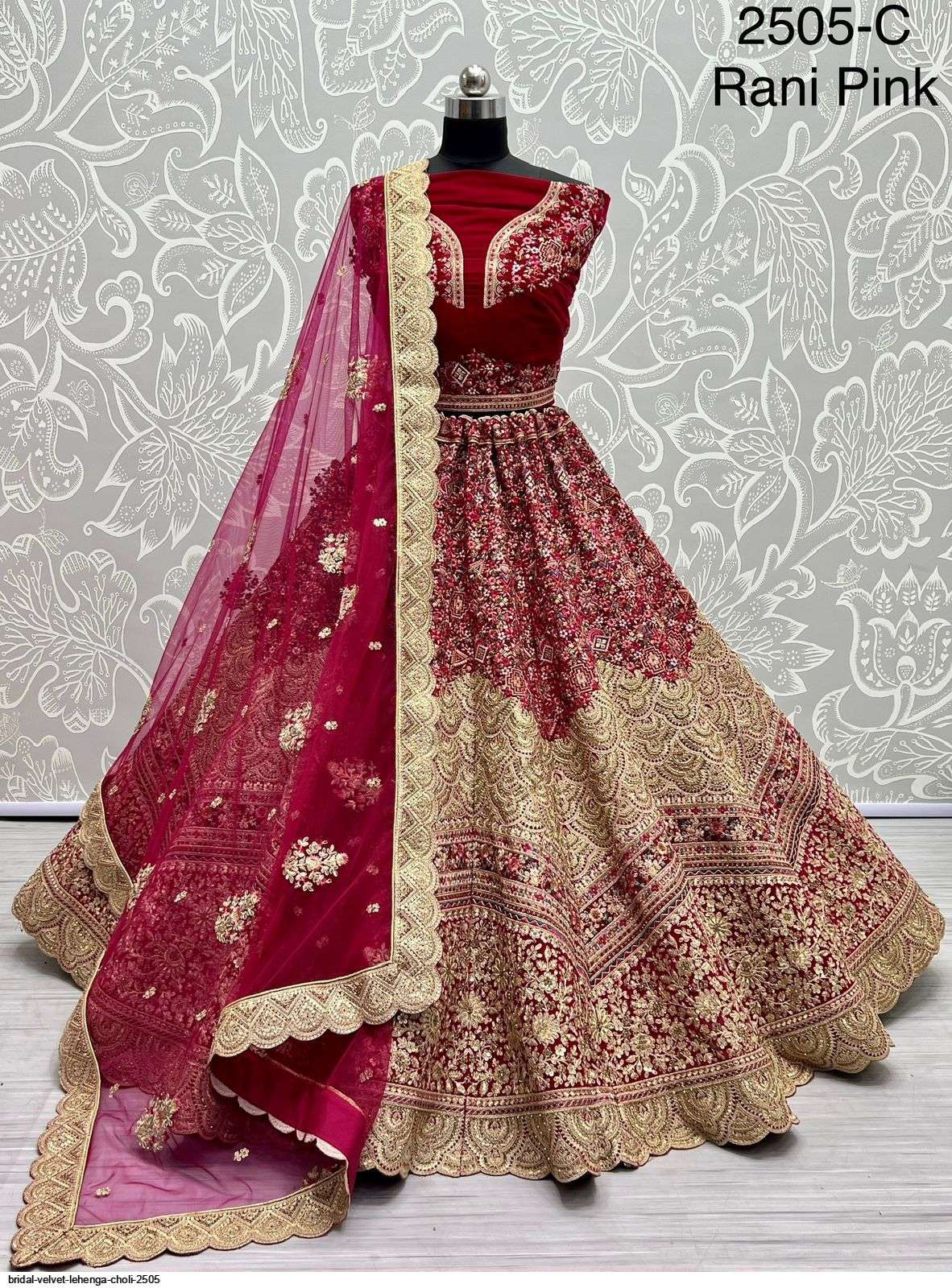 BRIDAL VELVET Rani Pink LEHENGA CHOLI 2505 C Wholesale catalog