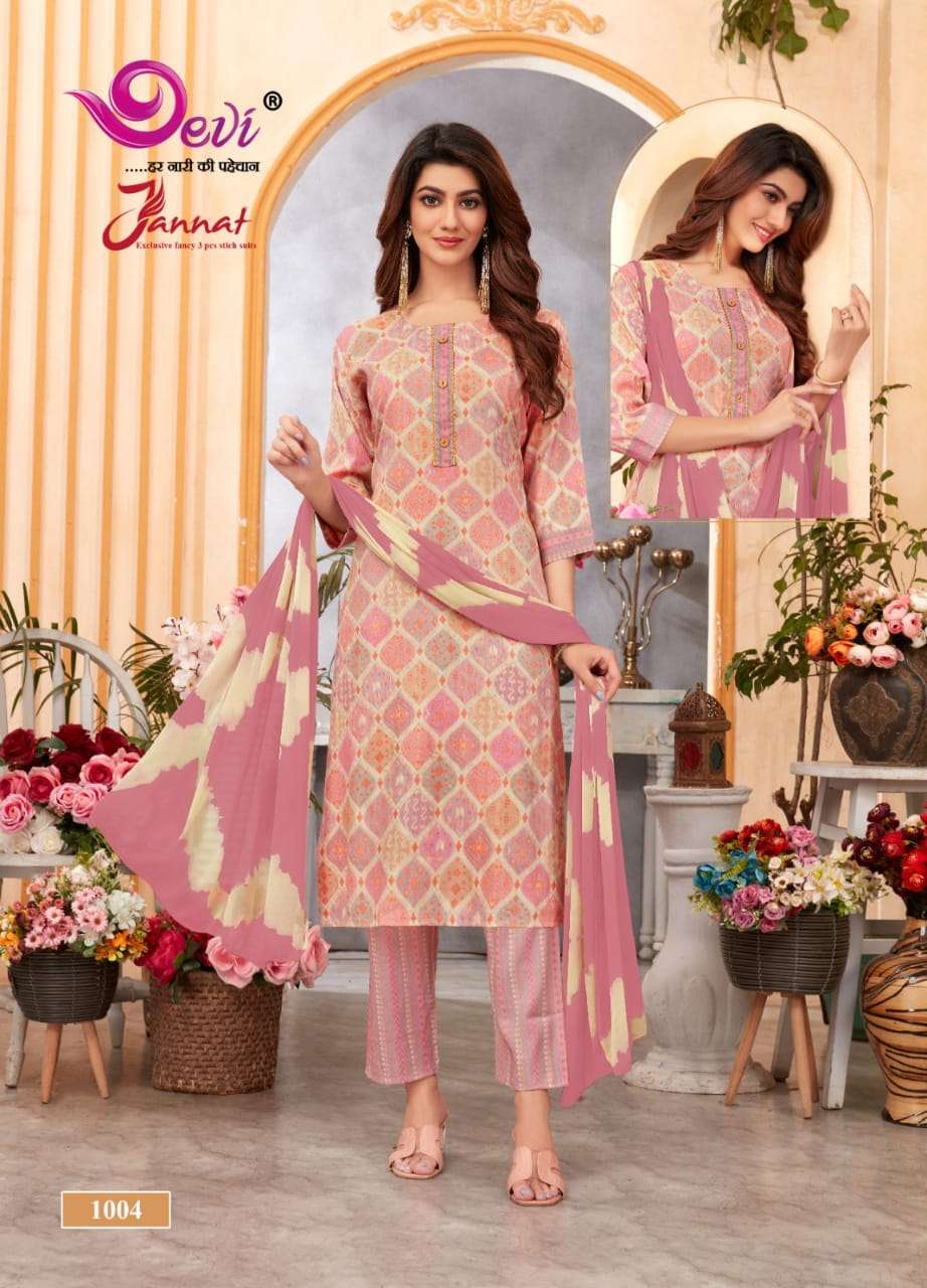 Devi Jannat Vol-1 – Kurti Pant With Dupatta Wholesale catalog