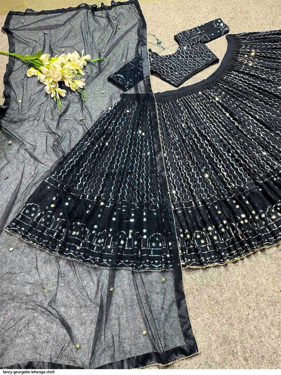 FANCY GEORGETTE BLUE LEHENGA CHOLI A Wholesale catalog
