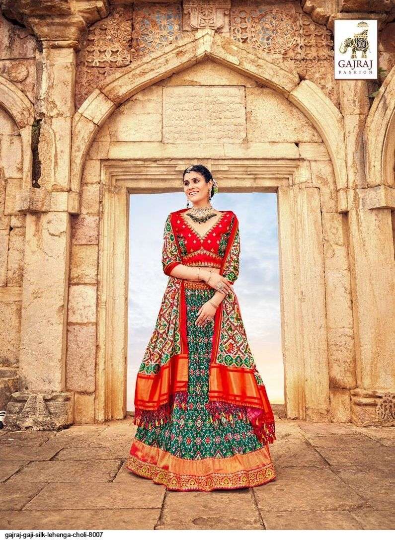 GAJRAJ GAJI SILK GREEN LEHENGA CHOLI 8007 8010 Wholesale catalog