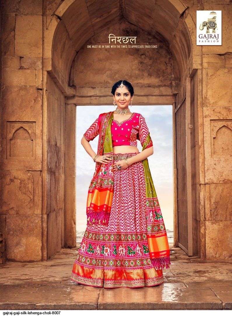 GAJRAJ GAJI SILK PINK LEHENGA CHOLI 8007 8011 Wholesale catalog