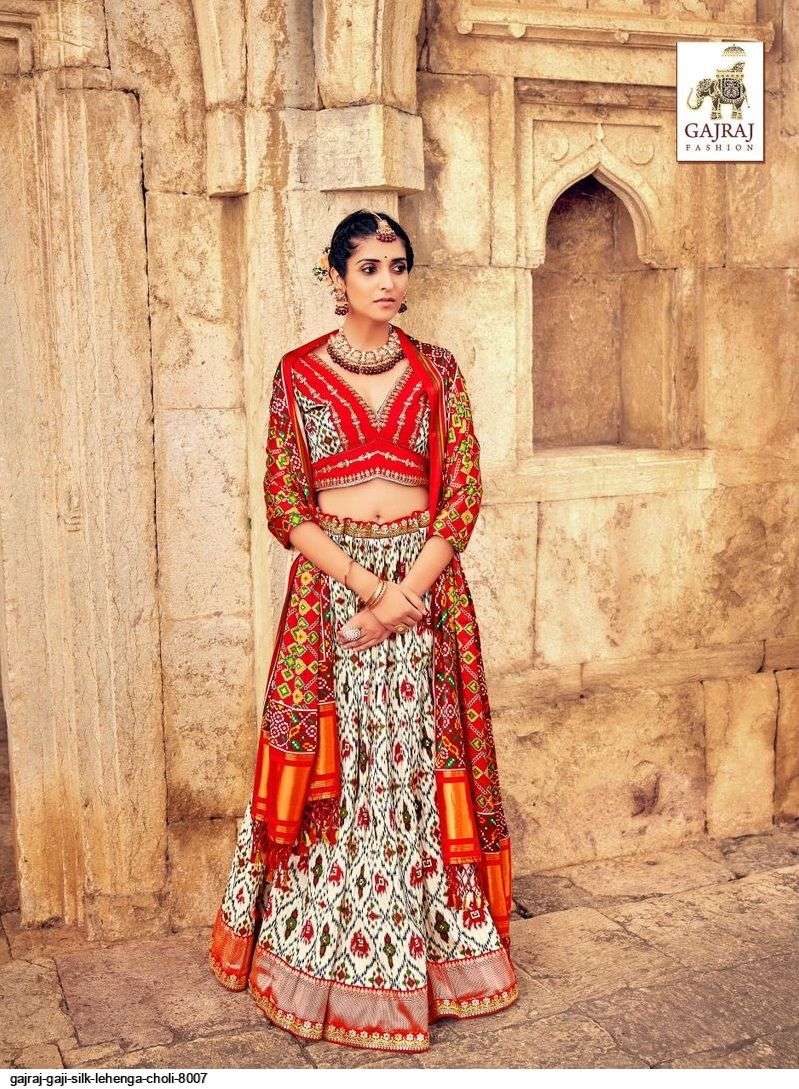 GAJRAJ GAJI SILK WHITE LEHENGA CHOLI 8007 8009 Wholesale catalog