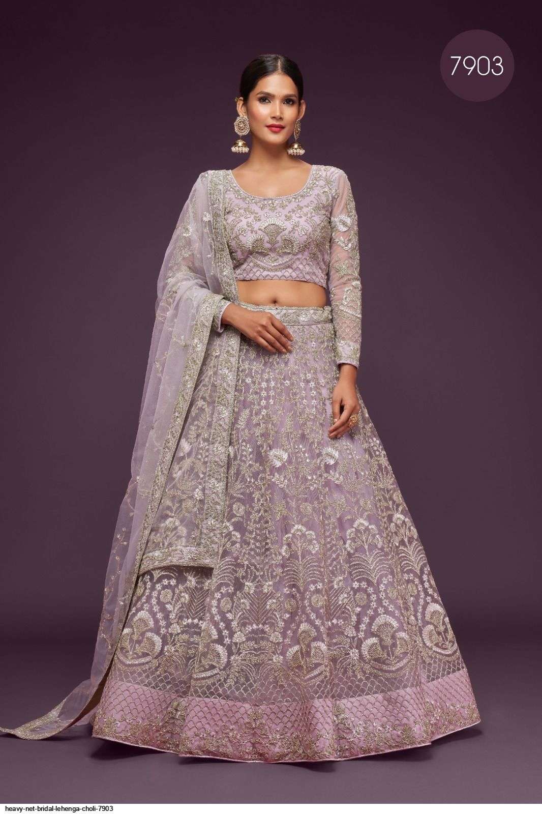 HEAVY NET BRIDAL PINK LEHENGA CHOLI 7903 Wholesale catalog