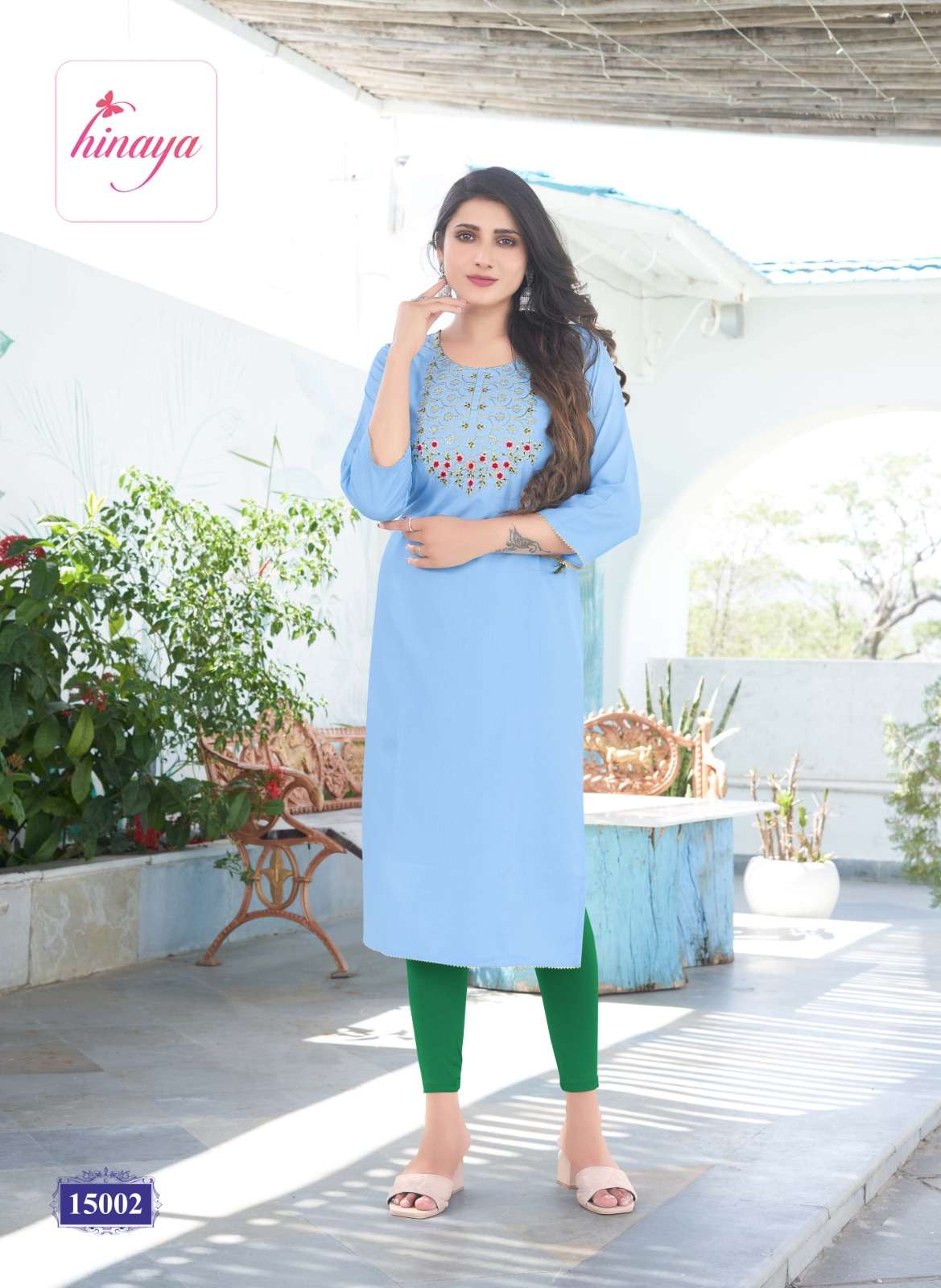 Ladies Plain Full Sleeve Light Blue Casual Wear Chiffon Kurti Decoration  Material: Beads at Best Price in Tirupur | T C M Traders