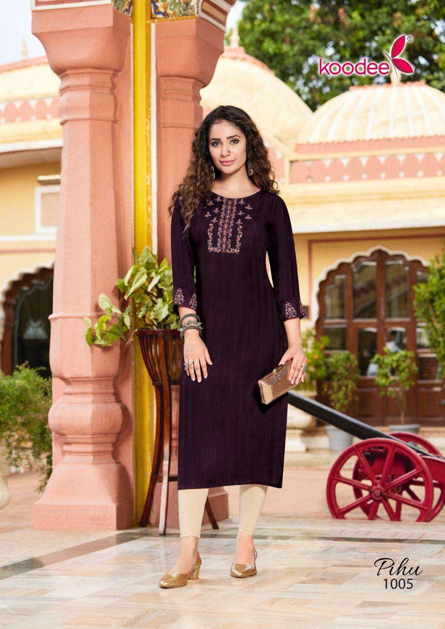KOODEE Pihu-1 Kurti Fancy Viscose Stripe Wholesale catalog
