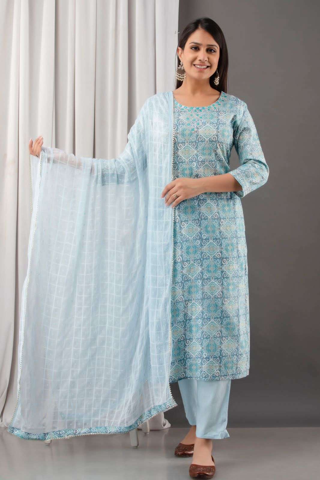 New Launch Combo Set Wise Vol-4 SKY BLUE Kurti Wholesale catalog