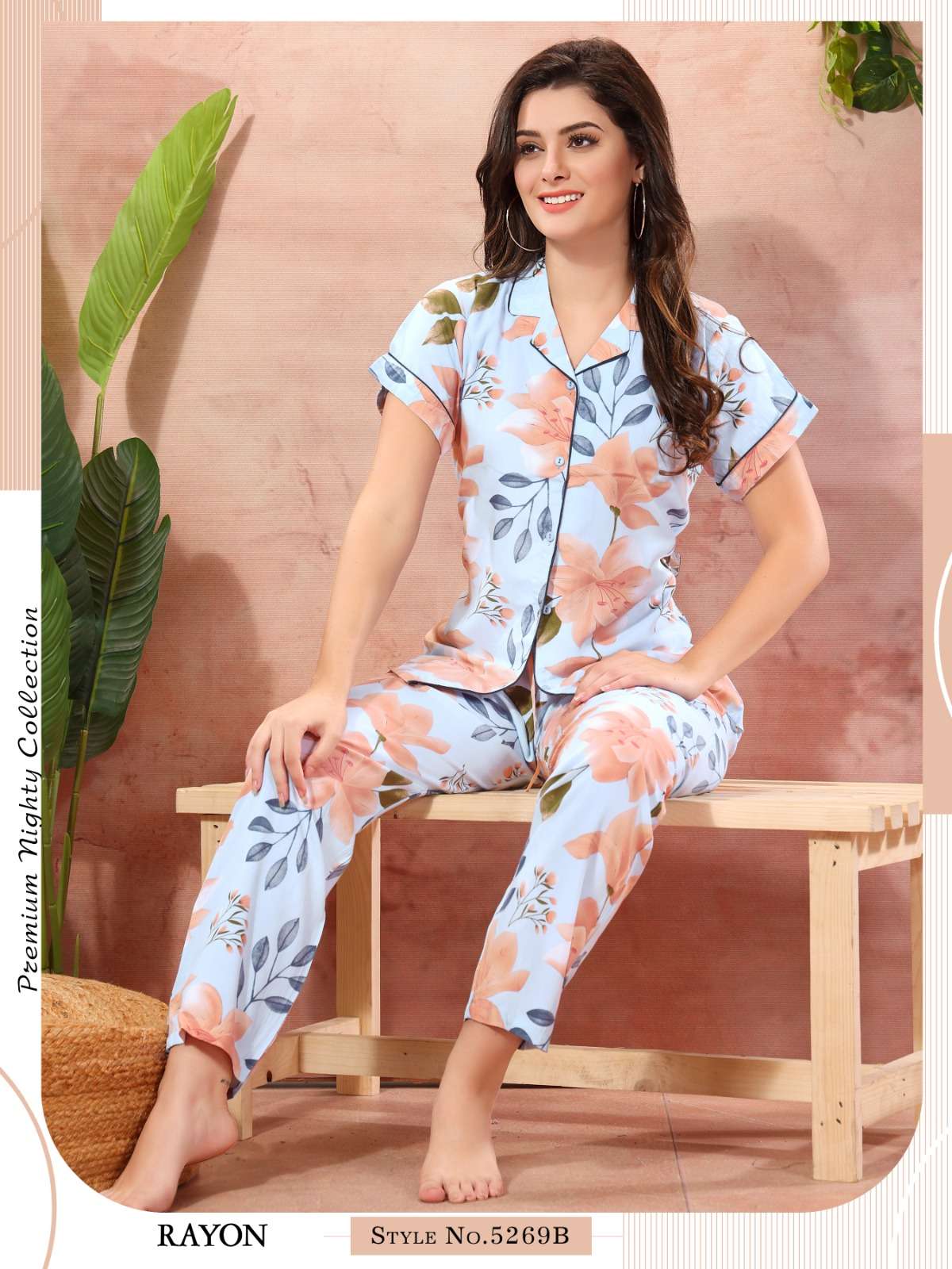 Night Suit Sky Blue Reyon Wholesale catalog