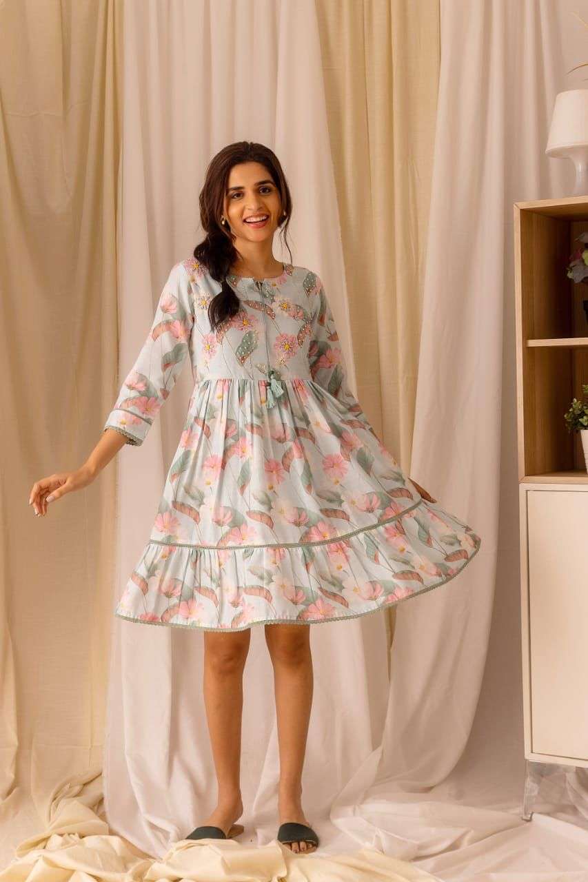 Psyna Cotton Linen print cream vol-4 Top Kurti Wholesale catalo