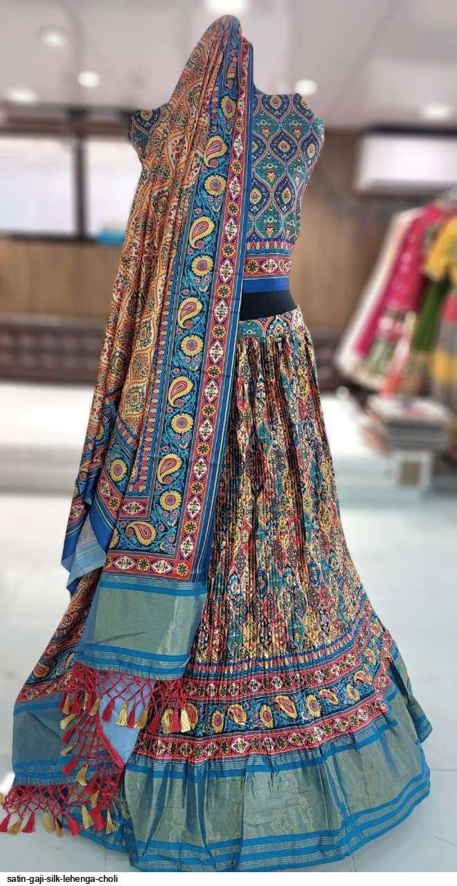 SATIN GAJI SILK BLUE LEHENGA CHOLI N Wholesale catalog