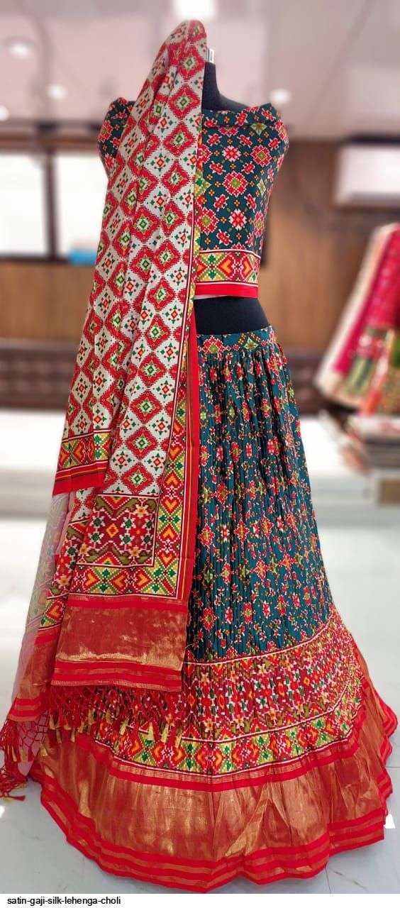 SATIN GAJI SILK ORANGE LEHENGA CHOLI M Wholesale catalog
