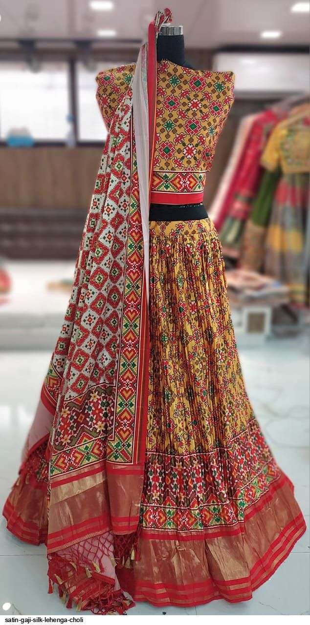 SATIN GAJI SILK RED & WHITE LEHENGA CHOLI S Wholesale catalog