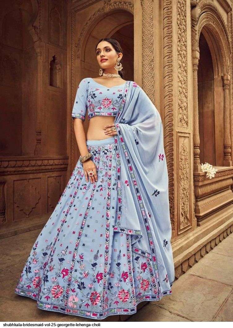 SHUBHKALA BRIDESMAID VOL 25 LIGHT BLUE GEORGETTE LEHENGA CHOLI 2214 Wholesale catalog