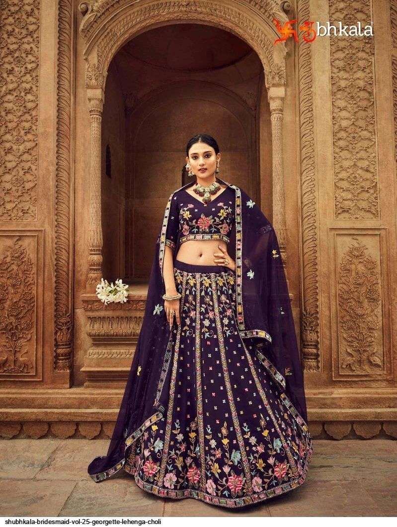SHUBHKALA BRIDESMAID VOL 25 PURPLE GEORGETTE LEHENGA CHOLI 2215 Wholesale catalog