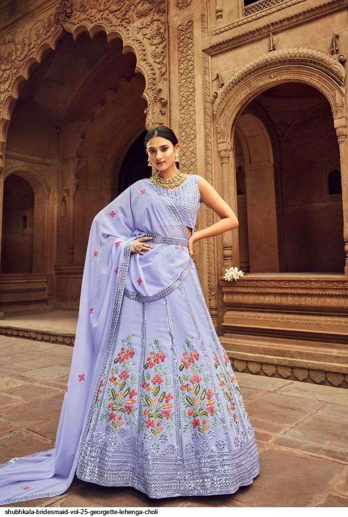 SHUBHKALA BRIDESMAID VOL 25 SKY BLUE GEORGETTE LEHENGA CHOLI 2216 Wholesale catalog
