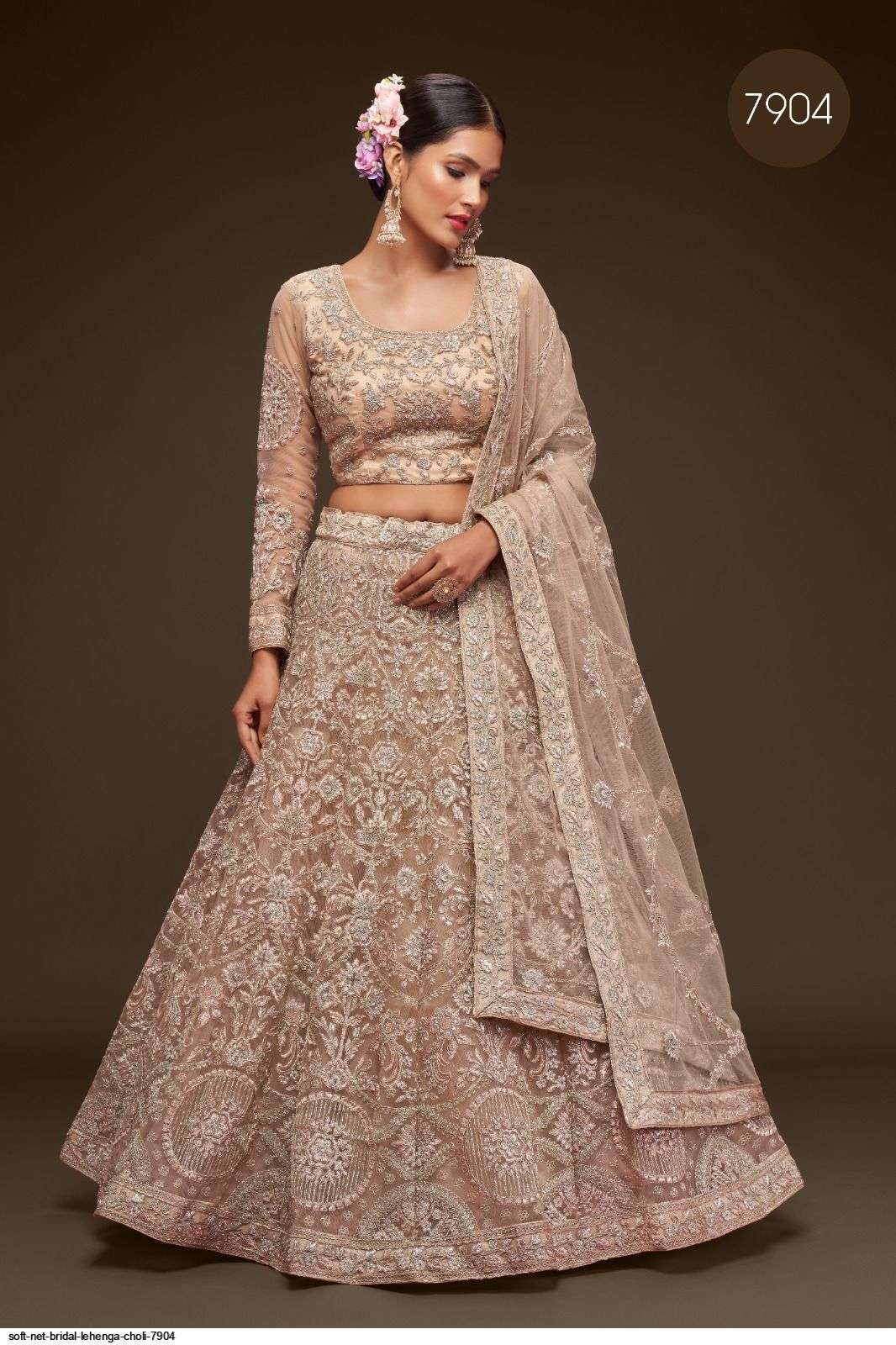 SOFT NET BRIDAL LEHENGA CHOLI 7904 Wholesale catalog