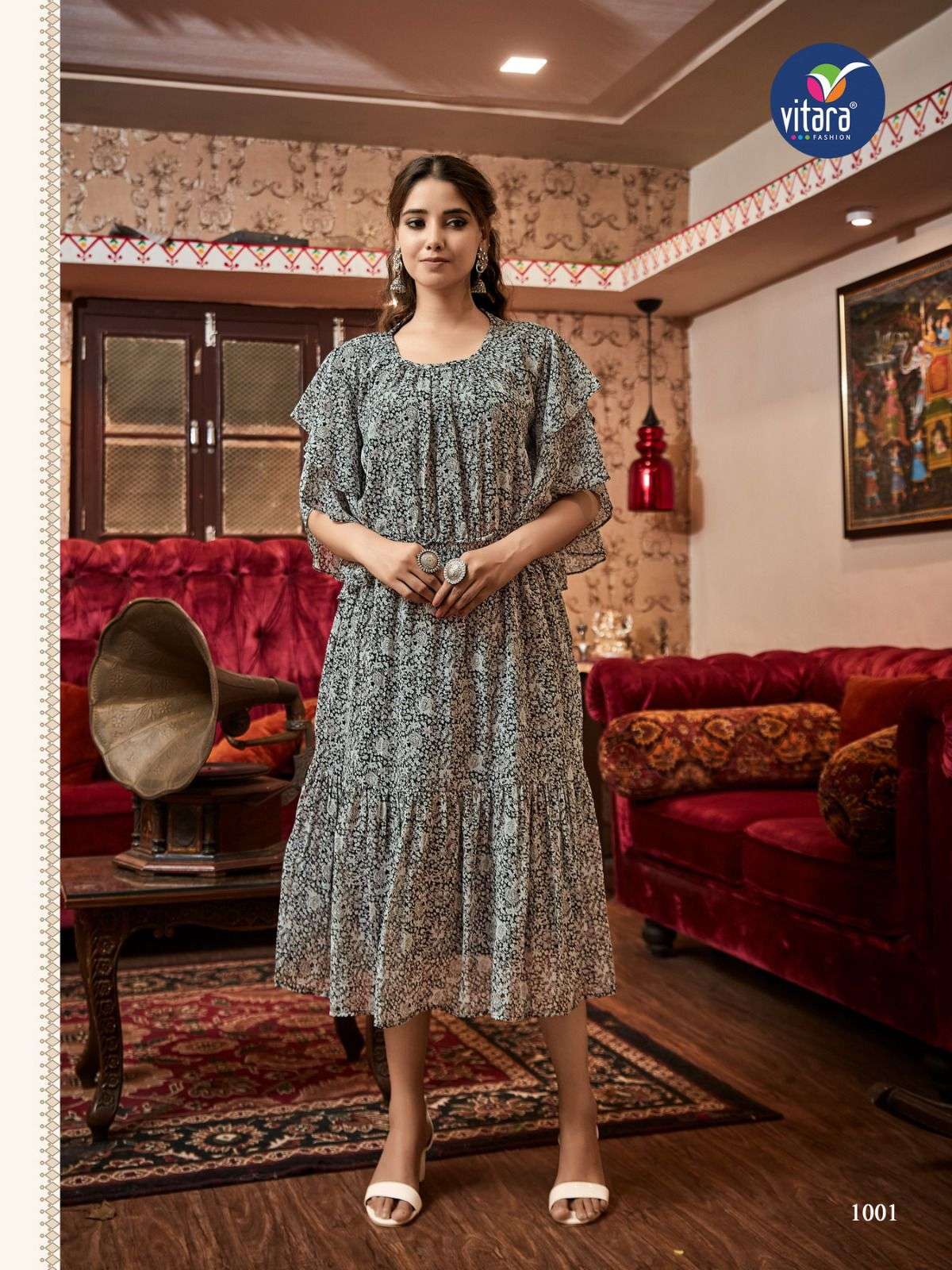vitara fashion OREGAN jorjet tunic prints Kurti Wholesale catalog