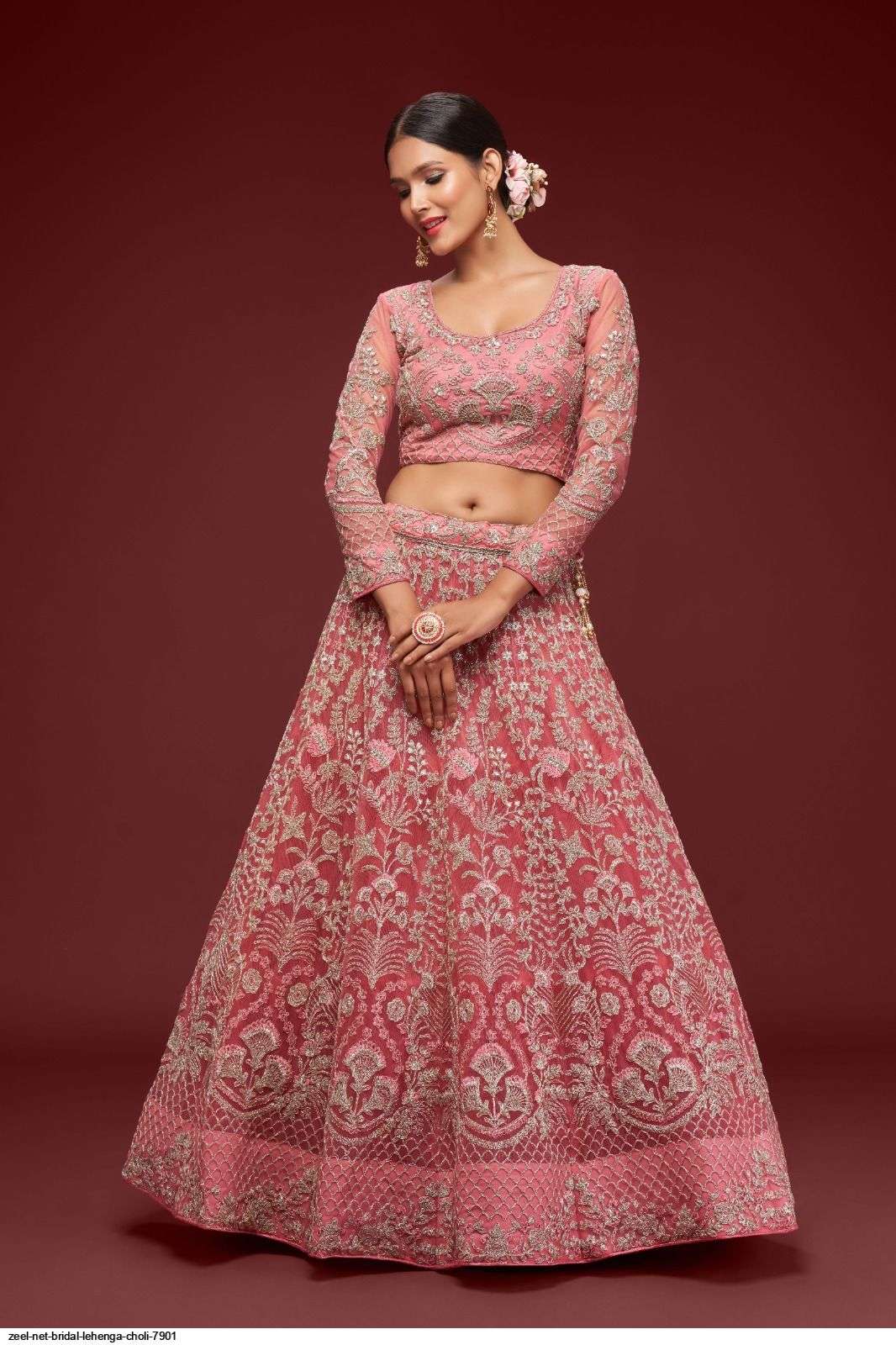 ZEEL NET BRIDAL LEHENGA CHOLI 7901 Wholesale catalog