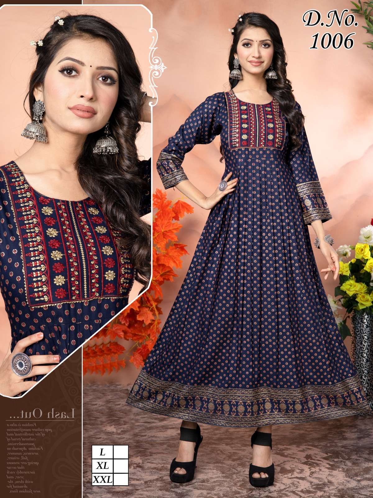 Purple 1006 Rayon Gown Kurti Wholesale catalog