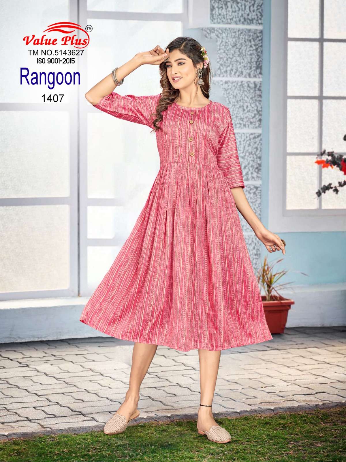 RANGOON . Vol 6. D - 1407 Rayon Gown Kurti Wholesale catalog