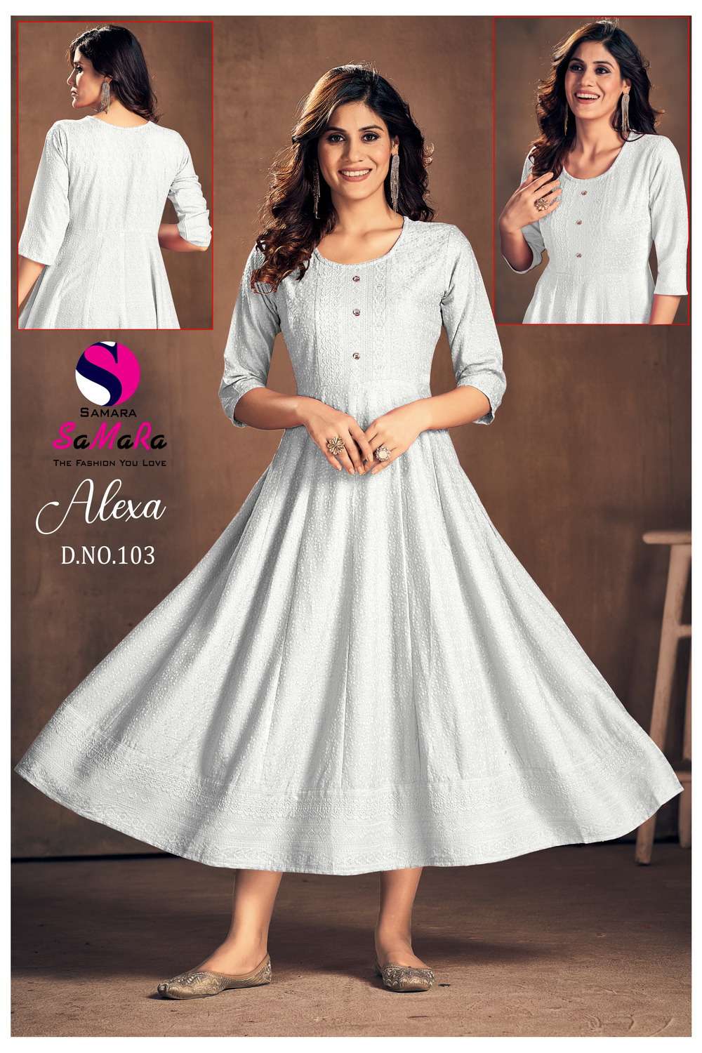 SaMaRa ALEXA D-103 White Kurti Wholesale catalog