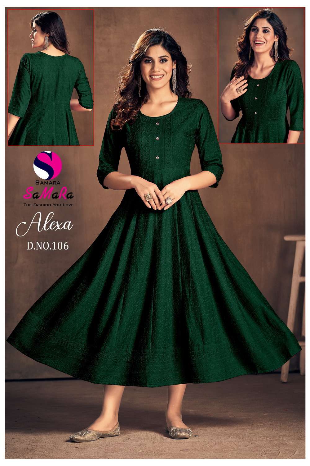 SaMaRa ALEXA D-106 Dark Green Kurti Wholesale catalog