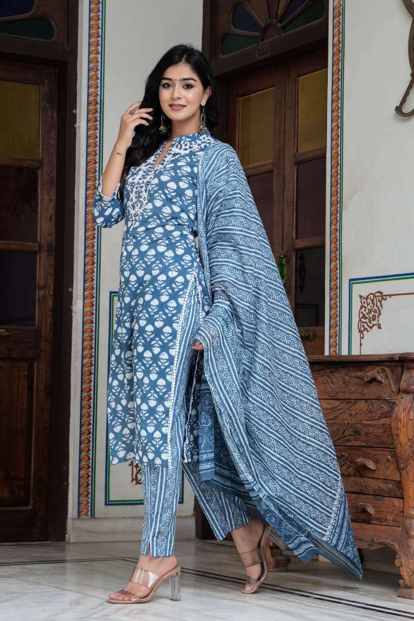 SKY BLUE Cotton Kurti Wholesale catalog