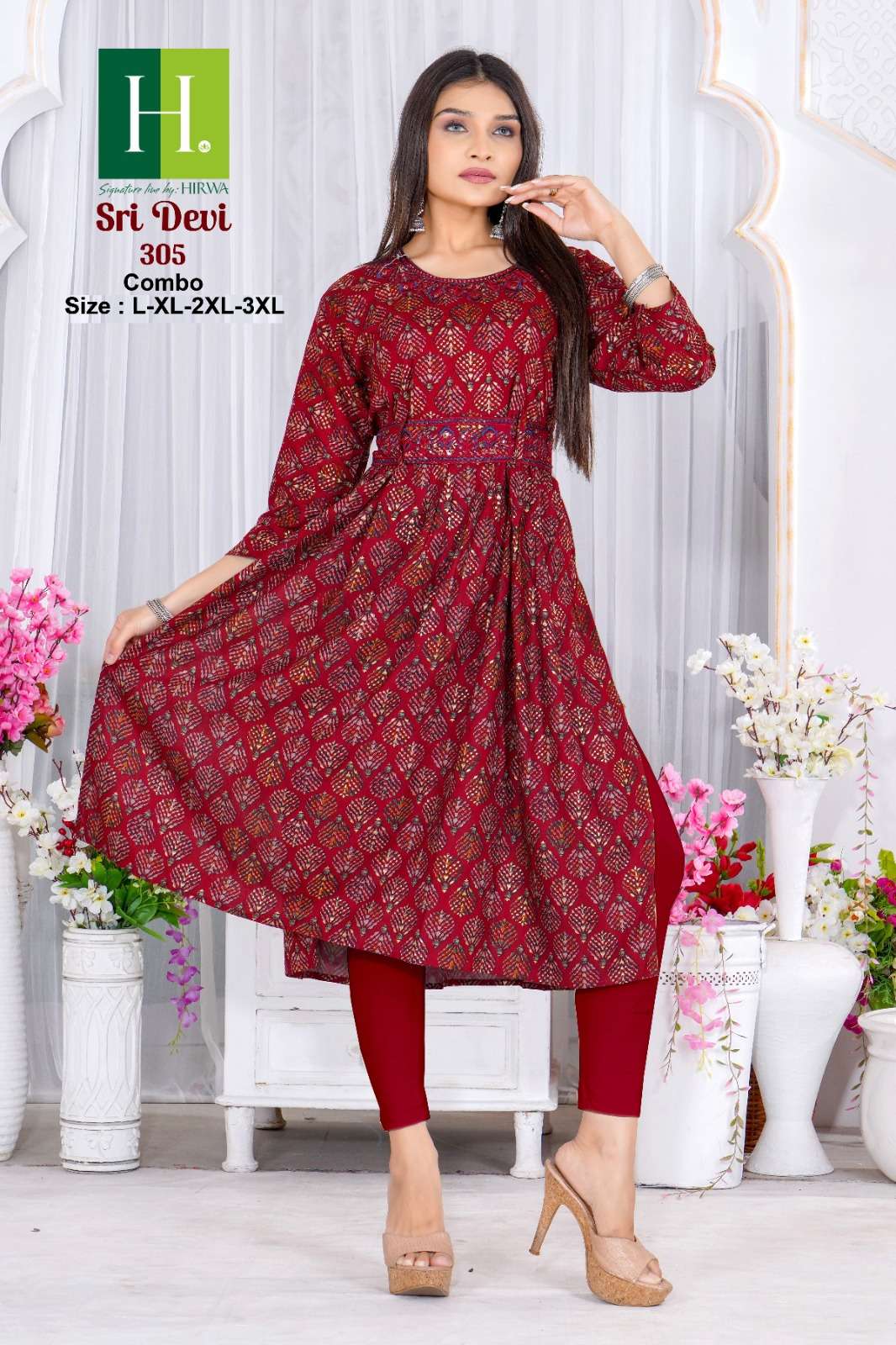 SRIDEVI 305 Naira Cut Kurti Wholesale catalog
