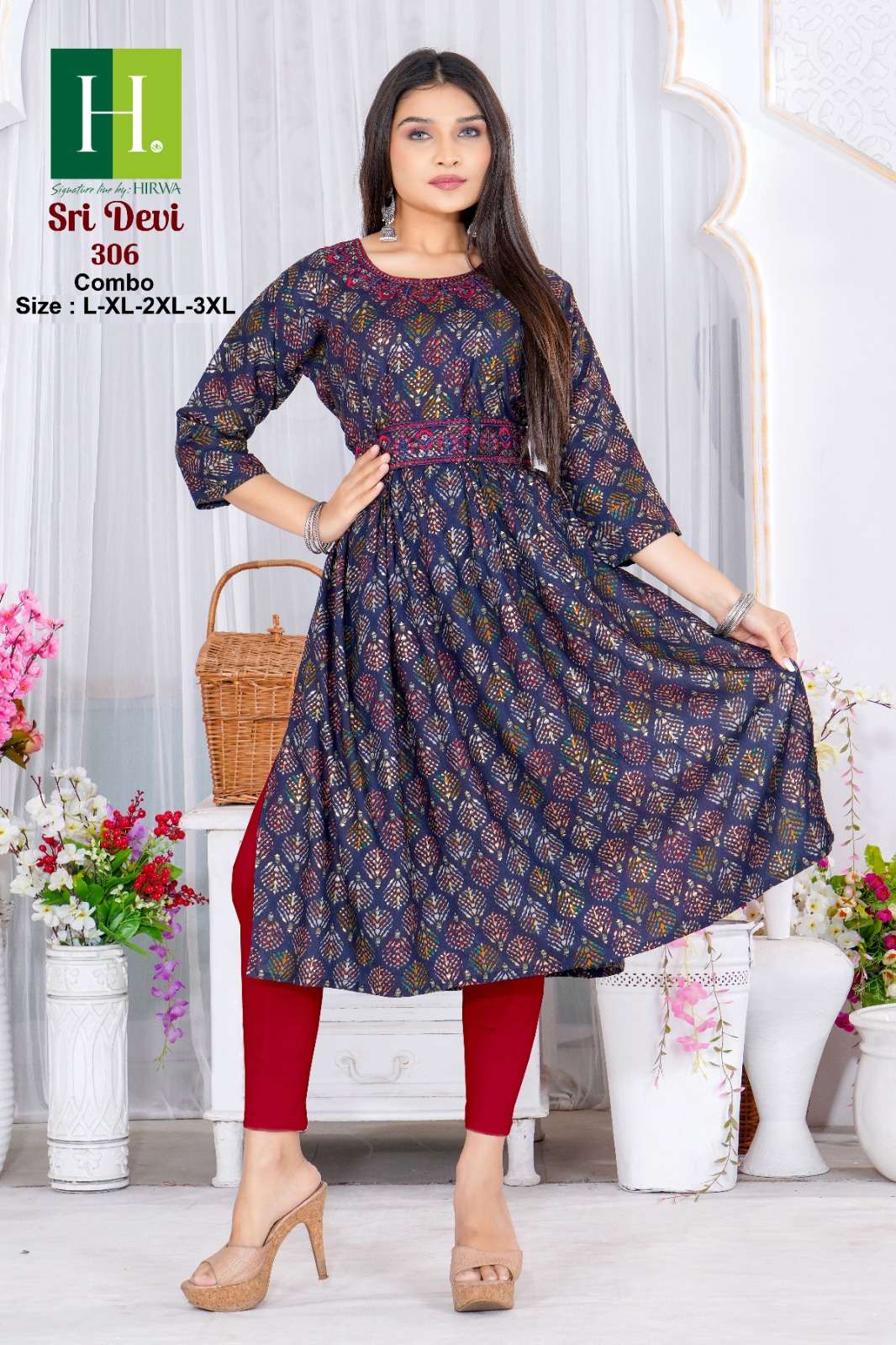 SRIDEVI 306 Naira Cut Kurti Wholesale catalog