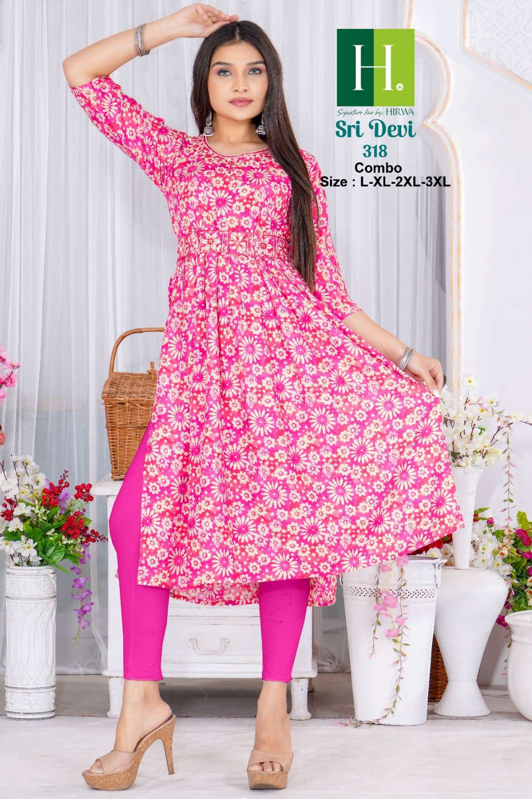 SRIDEVI 318 Naira Cut Kurti Wholesale catalog