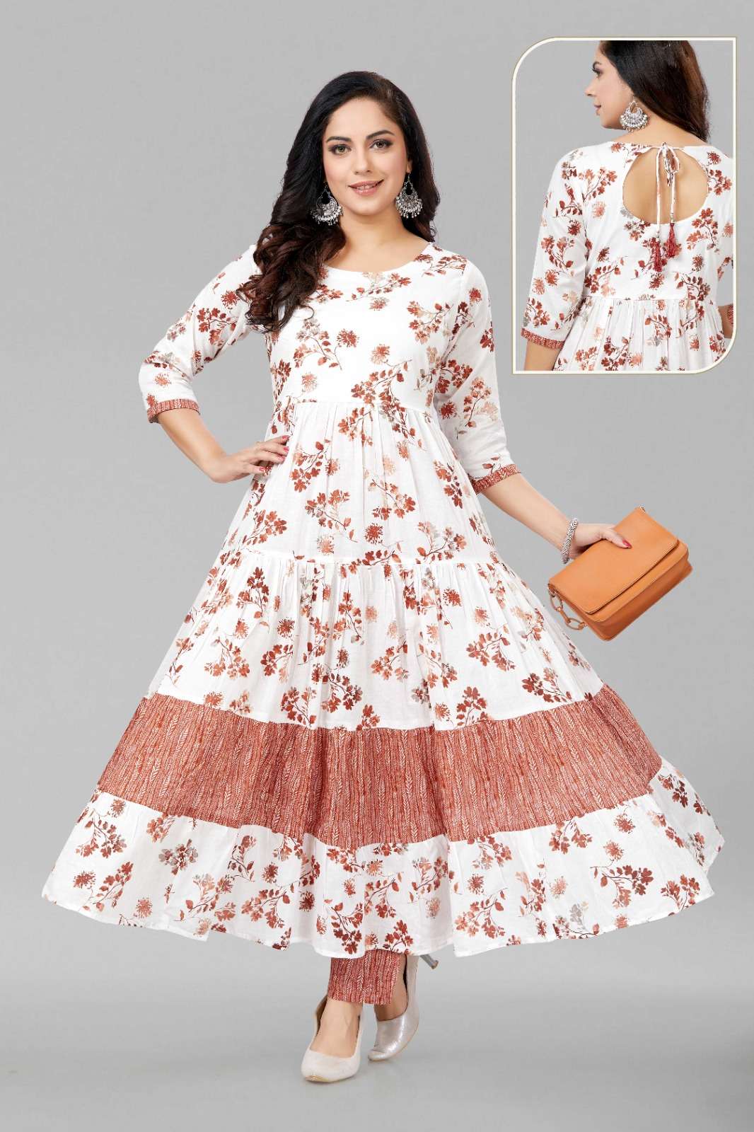 White & Pink Mal Cotton Kurti Wholesale catalog