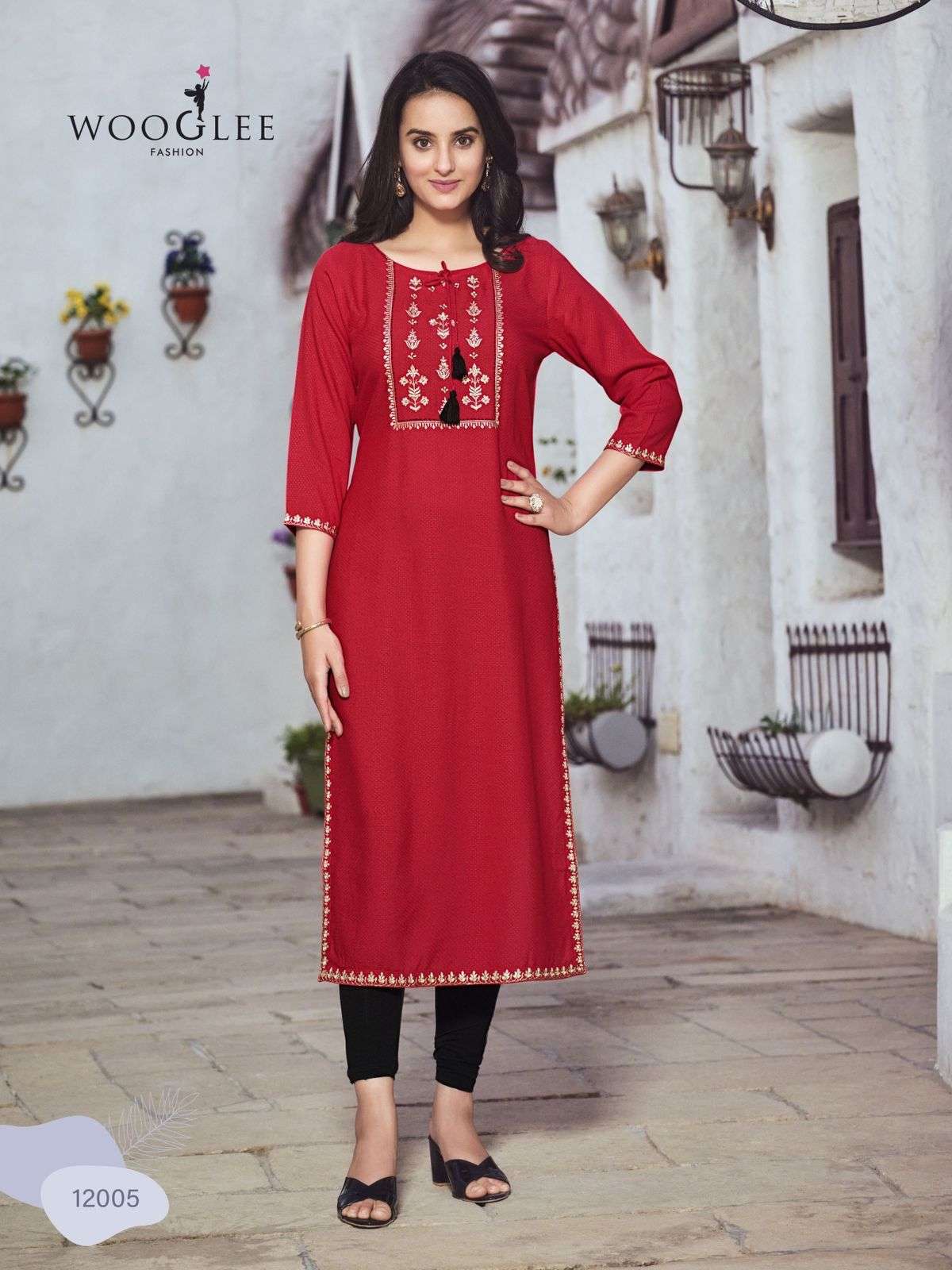 Wooglee FLORANCE Rayon Buti Kurti Wholesale catalog