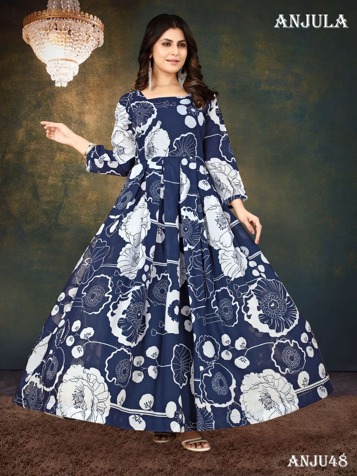 Women Flared Kurta Kurti Designer Long Gown Bollywood Style Gown Wedding  Dress | eBay