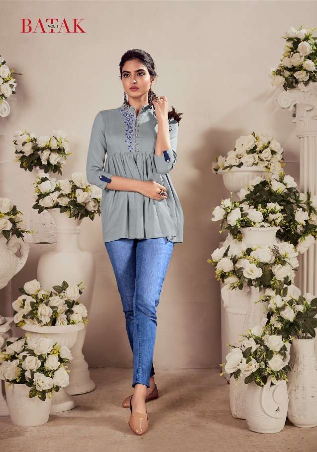 BATAK- Vol-1 Riyon Short Top with Designer style Kurti Wholesale catalog