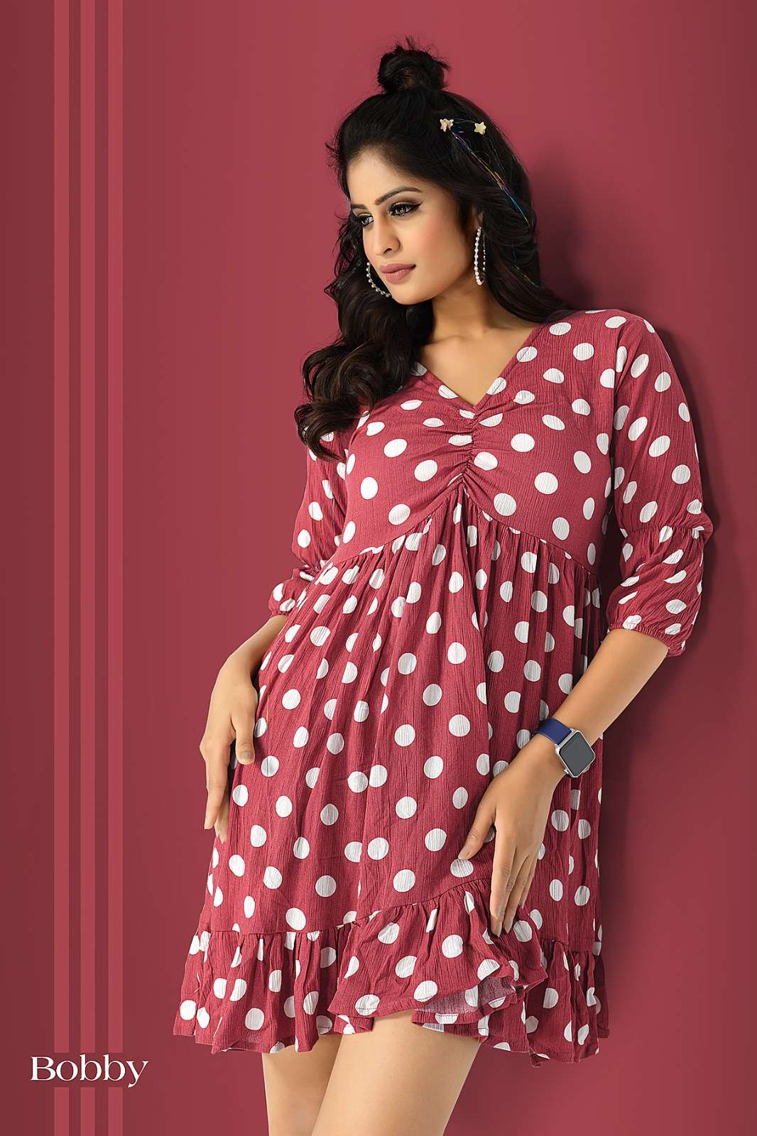 BOBBY Reyon Wrinkle Print Kurti Wholesale catalog