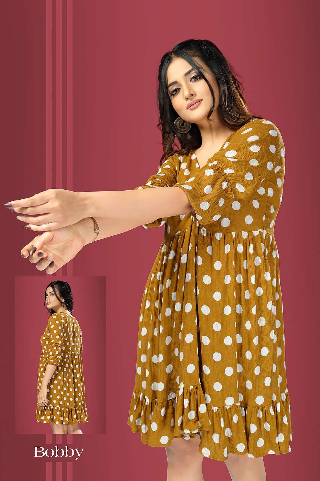BOBBY vol-3 Reyon Wrinkle Print Kurti Wholesale catalog