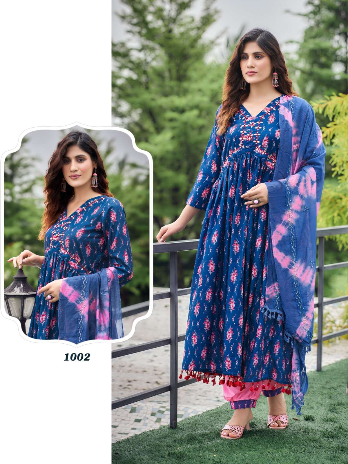 DESIGNER ALIYA CUT MUSLIM DEGITAL PRINT Blue Kurti Wholesale catalog