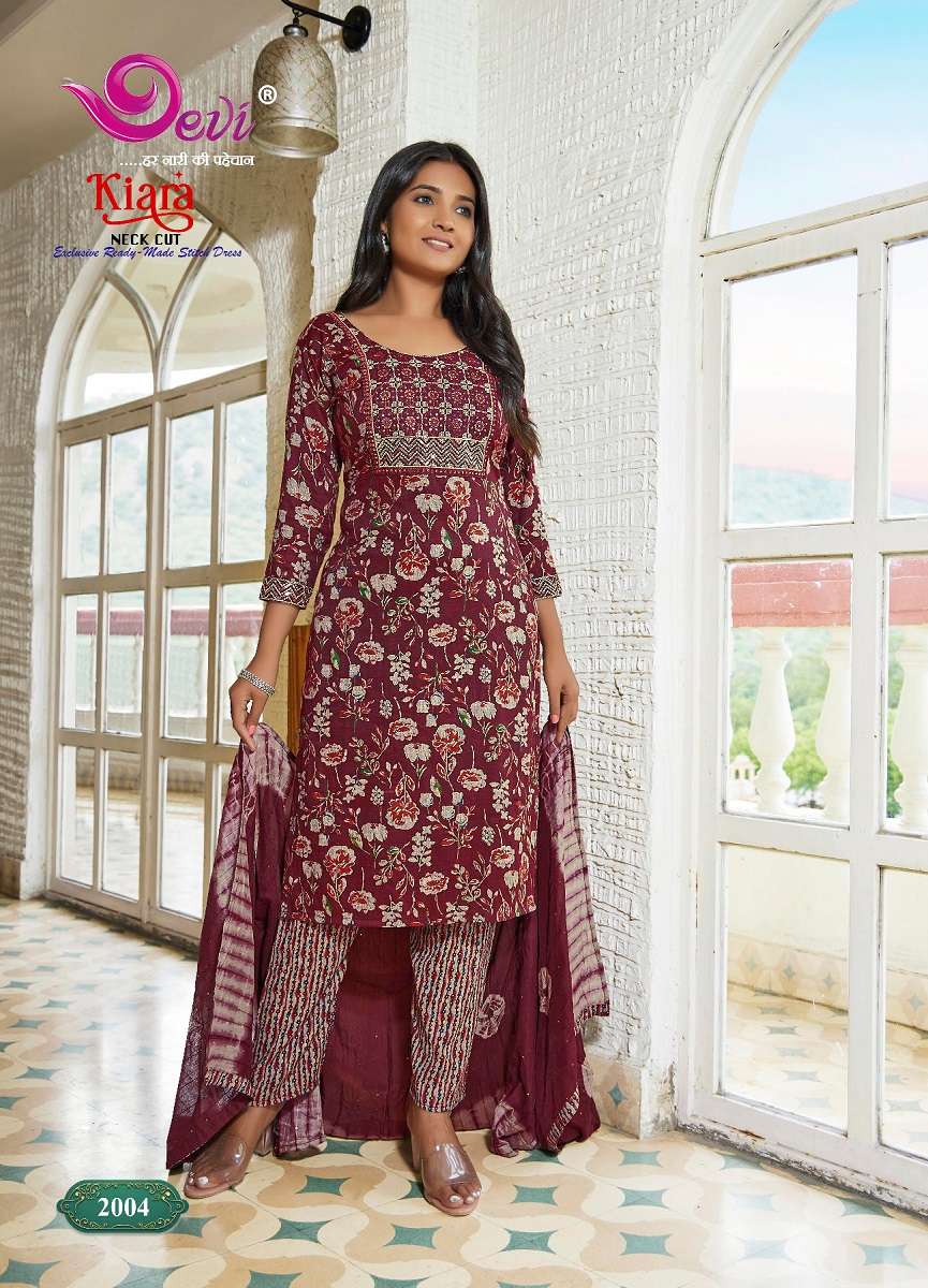 Devi Kiara Neck Cut – Kurti Pant With Dupatta - Wholesale Catalog