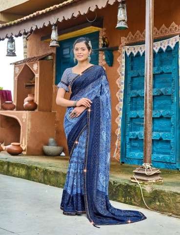 Saroj Aashiyana Vol-1 Designer Moss chiffon Saree Wholesale catalog