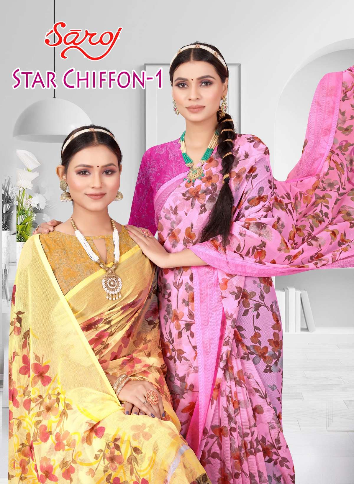 Saroj Star Chiffon Vol-1 Designer Floral Printed Saree Wholesale catalog