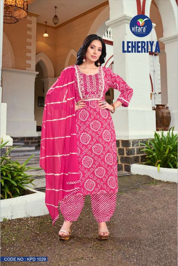 Vitara fashion Vol-1 LEHARIYA pure cotton 60-60 prints Kurti Wholesale catalog