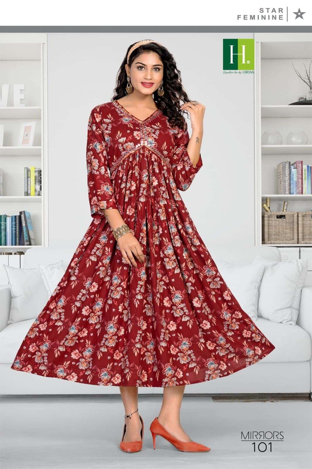 HIRWA MIRRORS ALIA Cut Kurti Wholesale catalog