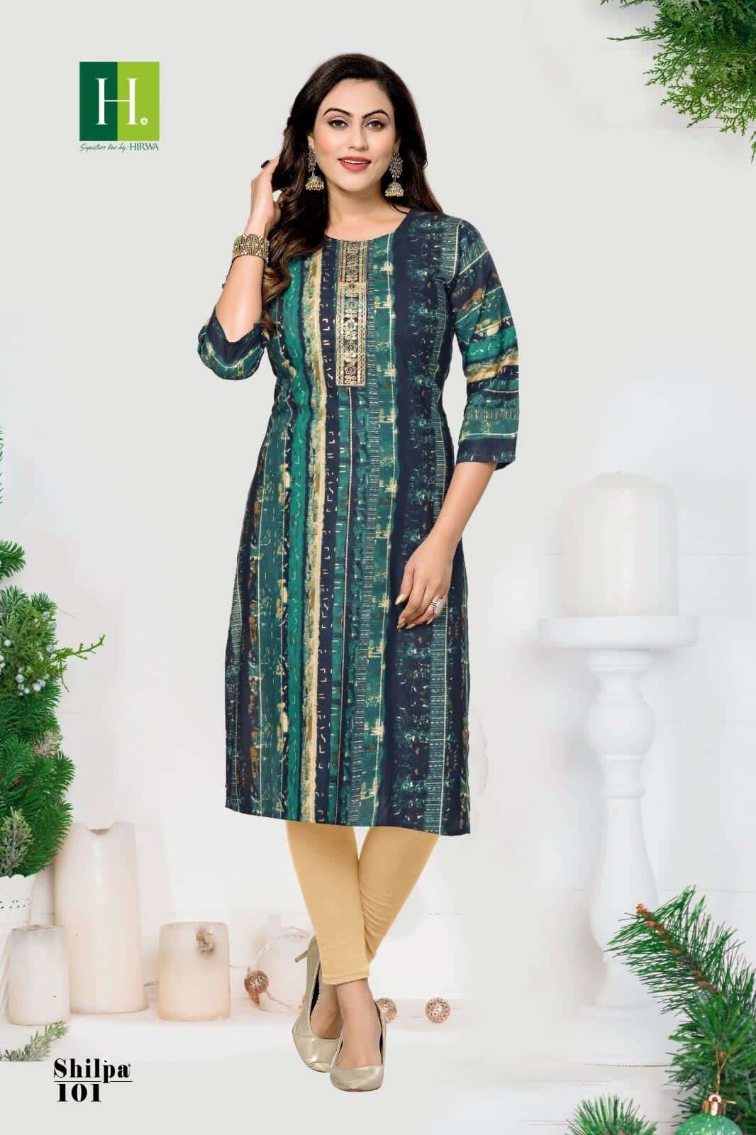 HIRWA  SHILPA Kurti Wholesale catalog