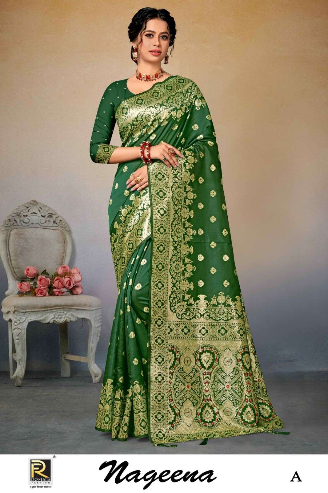 Ronisha Nageena Designer Banarasi Silk Saree Wholeslae catalog