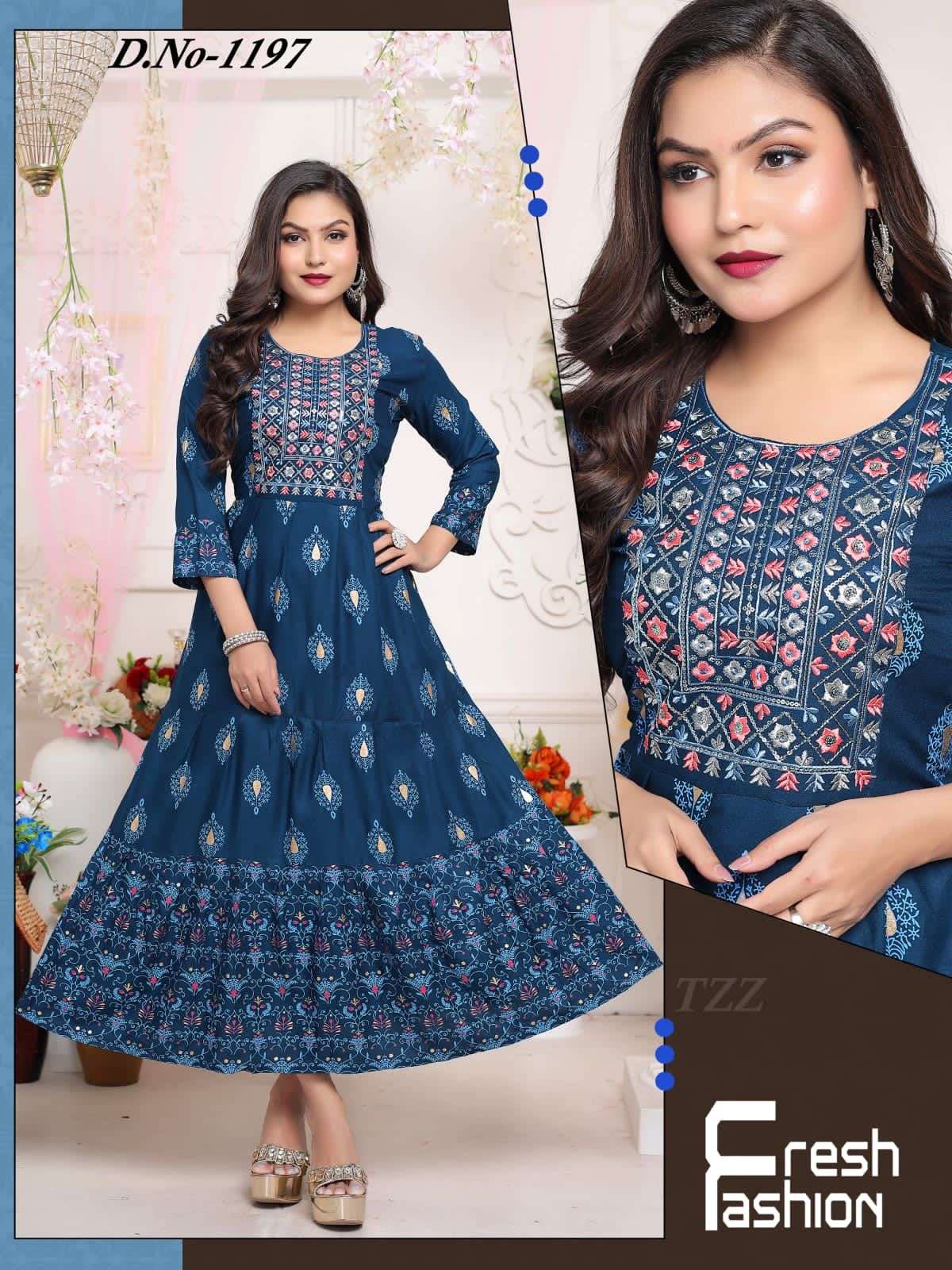 GOLDEN SOS-1197 RAYON GOLD PRINT Kurti Wholesale catalog