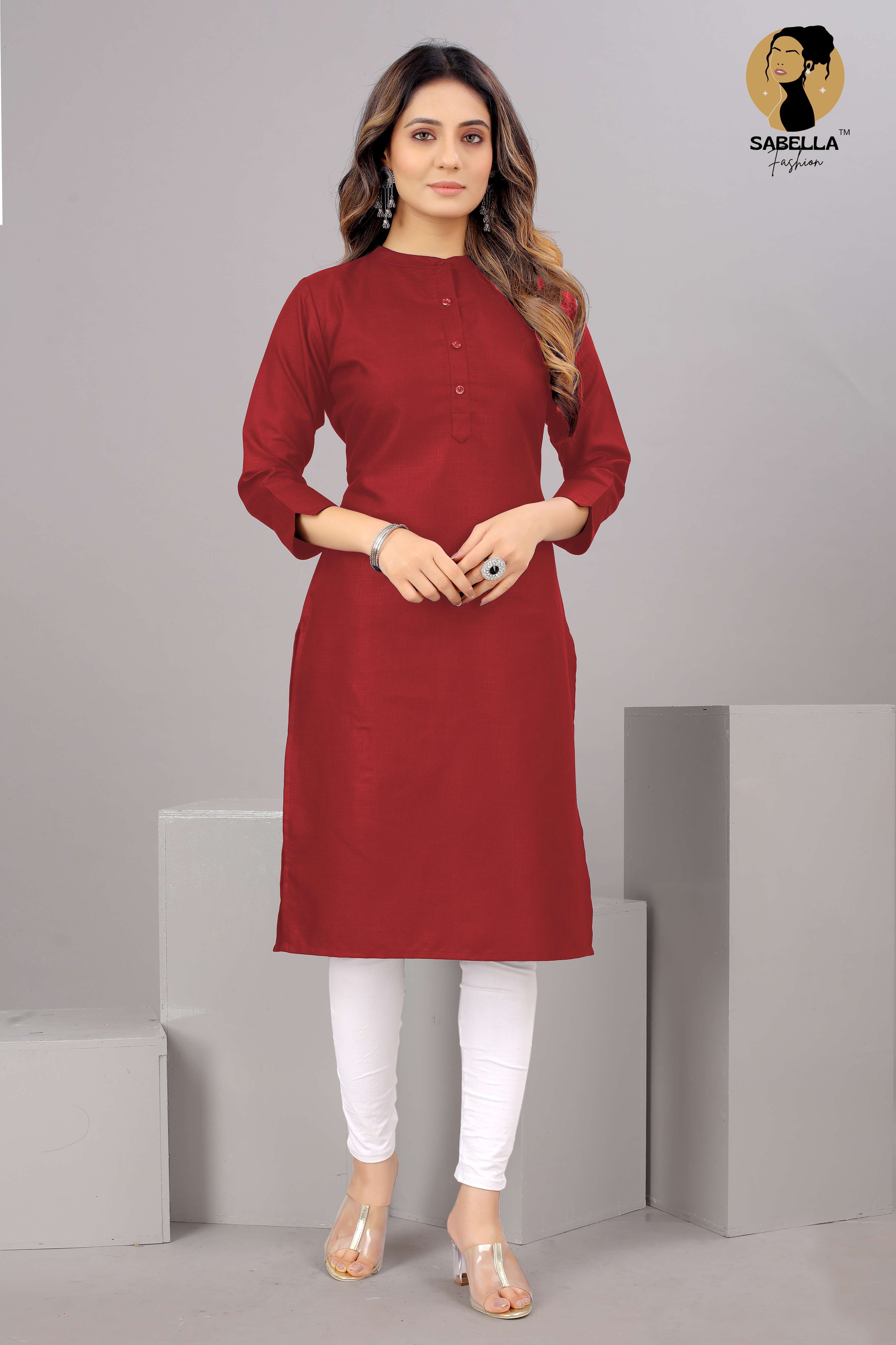 Maroon Cotton Kurti 265868