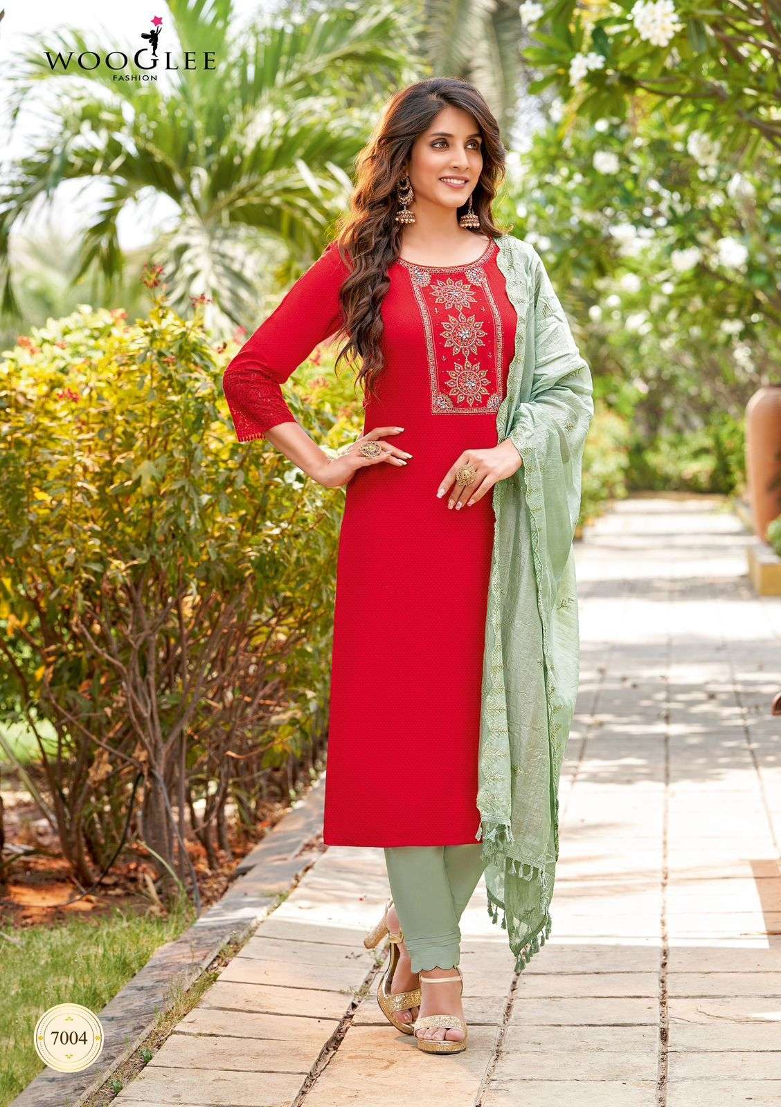 WOOGLEE D-7004 Rayon Kurti Wholesale catalog