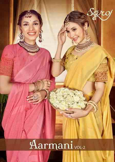 Saroj Aarmani Vol - 2 Designer Fancy Fabric Saree Wholesale catalog