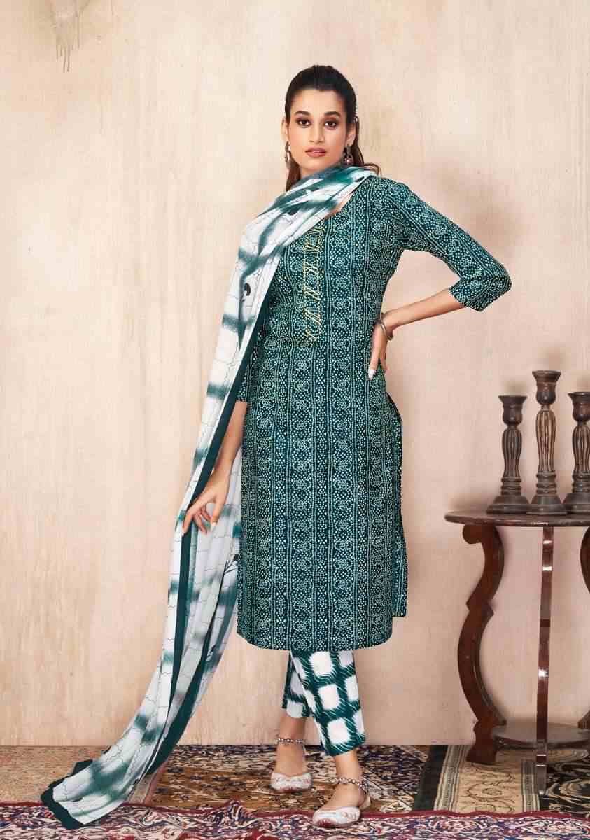 Suryajyoti Bandhani Lehriya Vol-4 -Kurti Pant With Dupatta -Wholesale Catalog