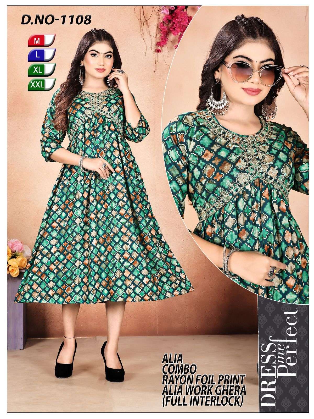 Alia Series 1108 S Premium Rayon Foil Printed Kurti Wholesale catalog