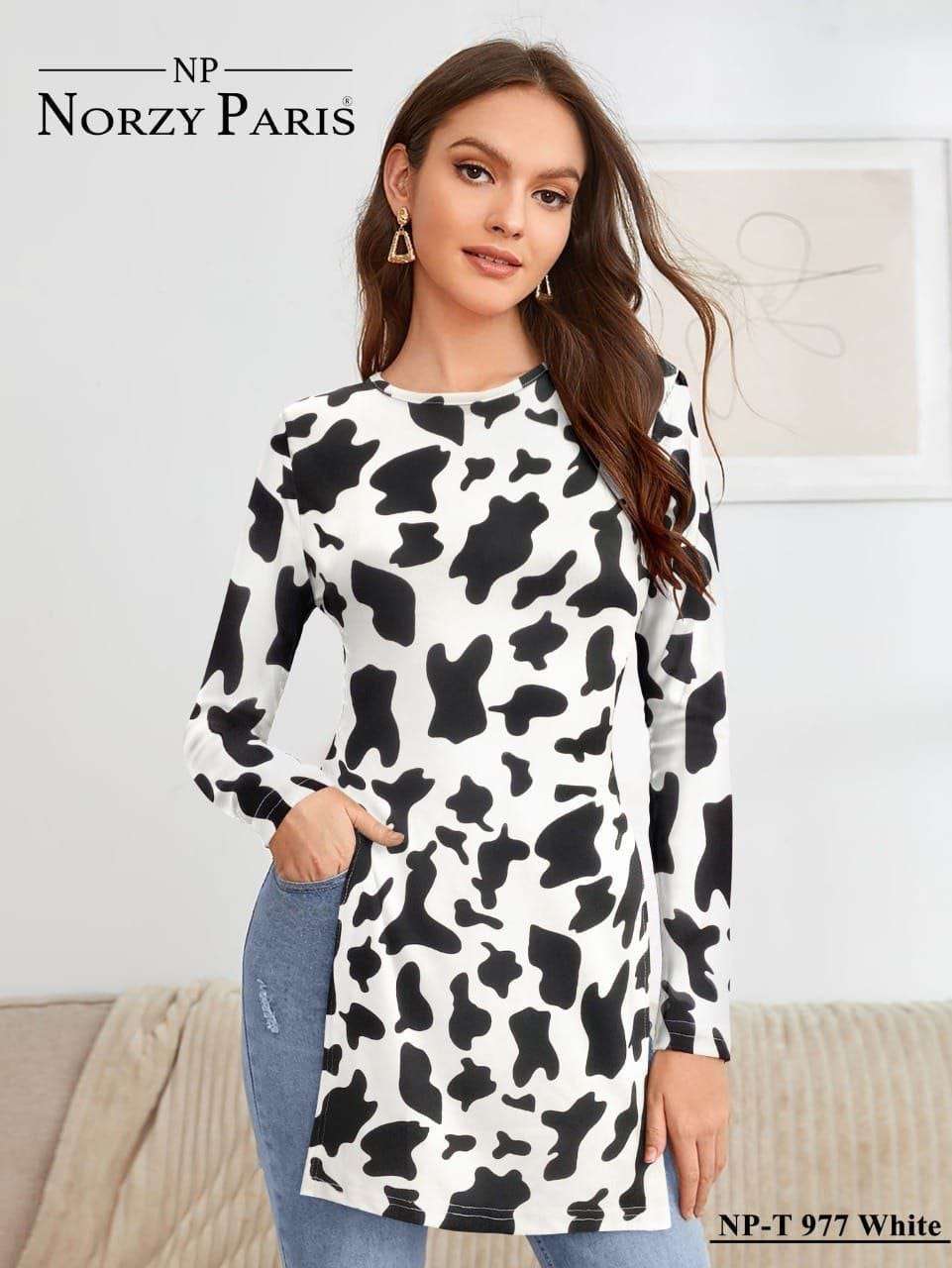 Designer  T 977 White Trendy Long T - Shirts Wholesale catalog